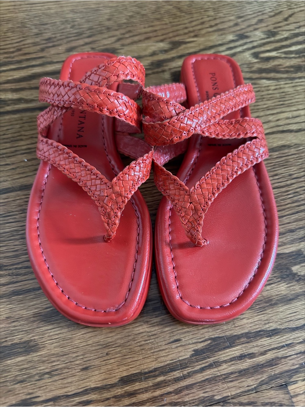 Brand New Pons Quintana Braided Red Slide Sandals for Women, Sz 6